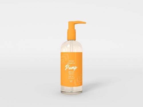 Transparent Cosmetic Pump Bottle Packaging Mockups