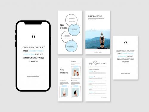 Minimalistic Social Story Layouts with Pastel Blue Accent - 442392454