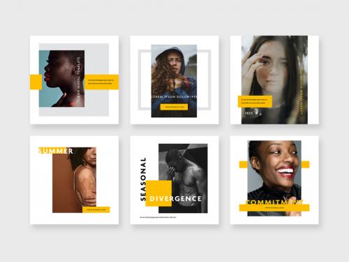 Modern Social Media Layouts with Yellow Accent - 442392457