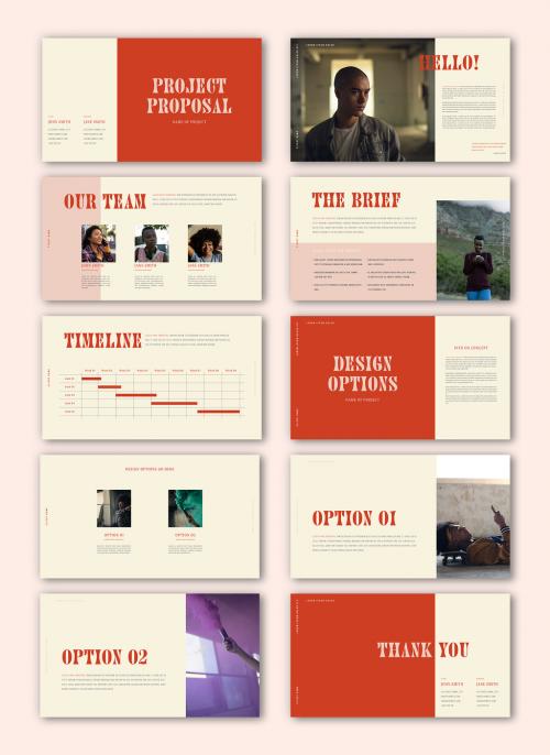 Pitch Deck with Red and Pink Accents - 442396011