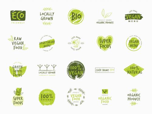 Organic Food themed Logo Set - 442396034