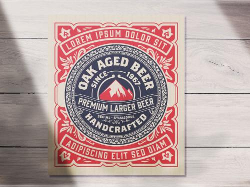 Vintage-Style Beer Label Layout - 442406762