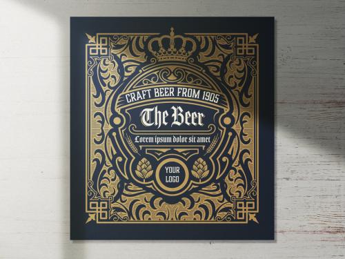 Vintage-Style Beer Label Layout - 442406767