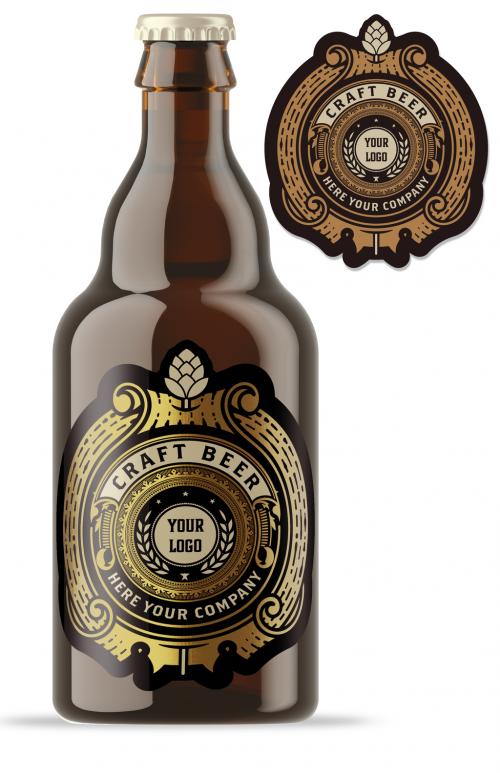 Vintage-Style Beer Label Layout - 442406792