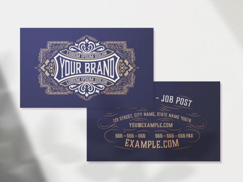 Vintage Business Card Layout with Ornaments  - 442406803