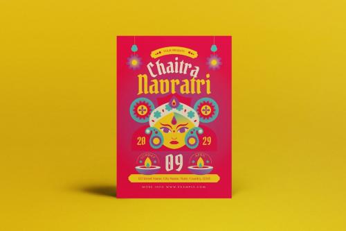 Pink Playful Chaitra Navratri Flyer Set