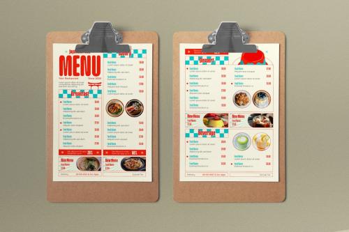 White Vintage Japanese Food Menu