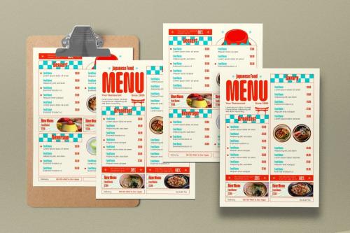 White Vintage Japanese Food Menu