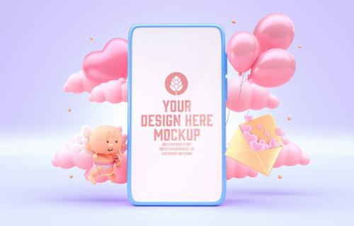 Valentine's Day Concept with Smartphone Mockup