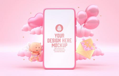 Valentine's Day Concept with Smartphone Mockup