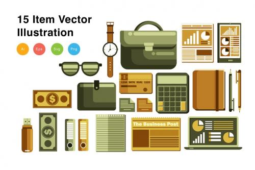 Office Supplies Vector Illustration