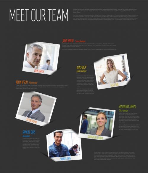 Meet Our Team Color Presentation Layout Page with Black and White Photos - 442423022