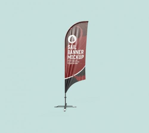 Tall Flying Banner Mockup