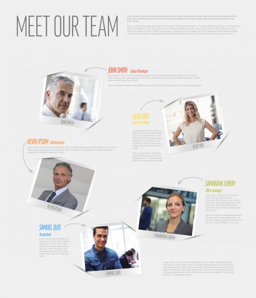 Meet Out Team Color Presentation Layout Page with Photos - 442423043