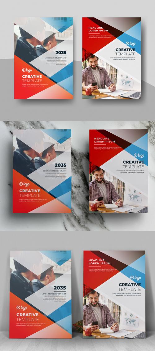Abstract Book Cover Layout with Multiple Color Accents - 442424081