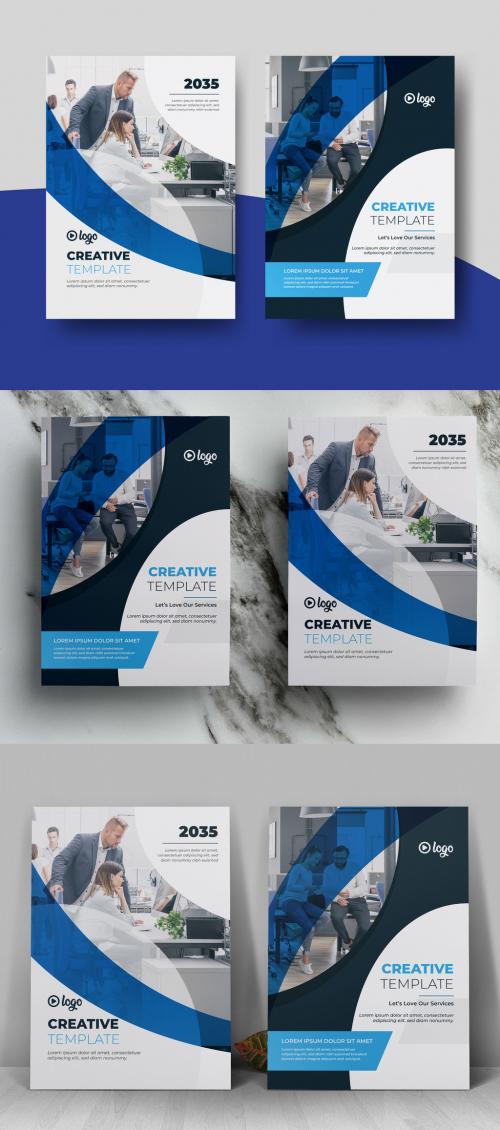 Book Cover Layout with Blue Accents - 442424085