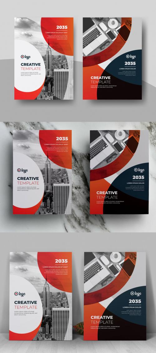 Corporate Book Cover Layout with Orange Gradient Accents - 442424087