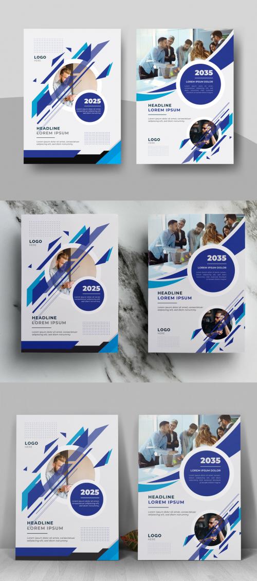 Blue Creative Book Cover Layout with Vector Layout - 442424089