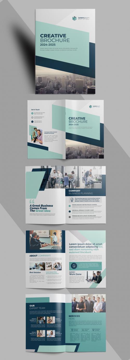 Simple Corporate Brochure Layout with Vector Accents - 442424099