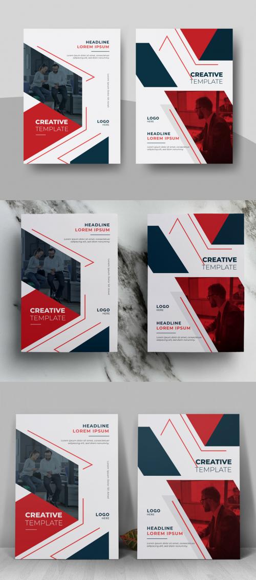 Red Corporate Book Cover Layout with Vector Layout - 442424100