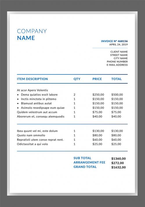 Business Form Invoice Layout - 442548421