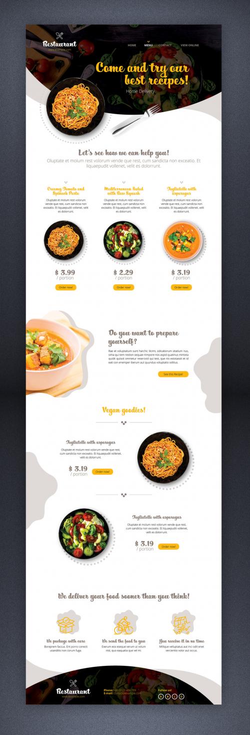 Food Delivery Newsletter with Brown and Orange Accents - 442558827