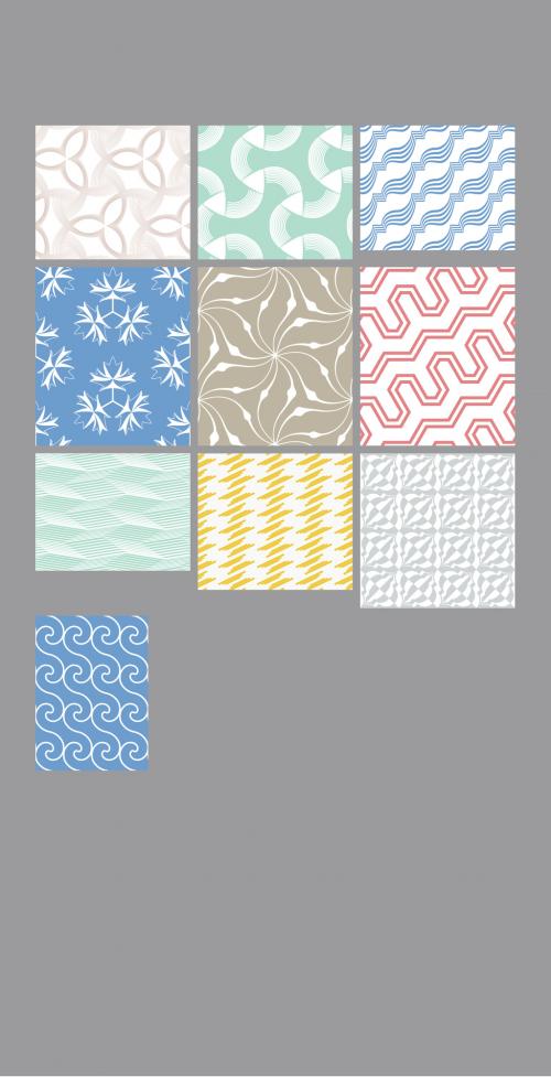 Pastel Colored Simple Geometric Seamless Pattern Collection - 442563886