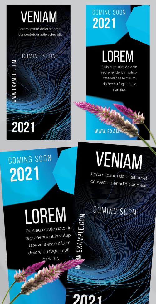 Flyer Layout with Motion Blur and Glowing Abstract Shapes - 442563905