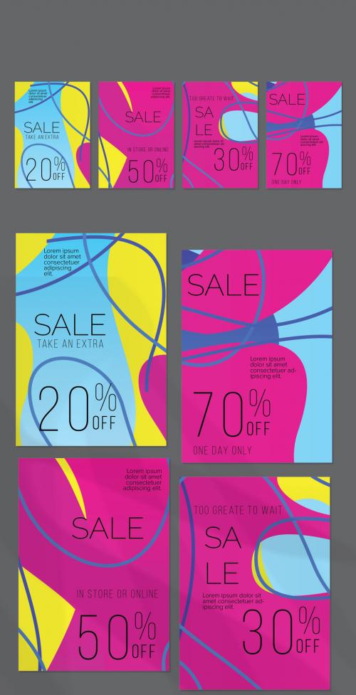 Flyer Layout with Bright Gradient Spots and Stripes - 442563907