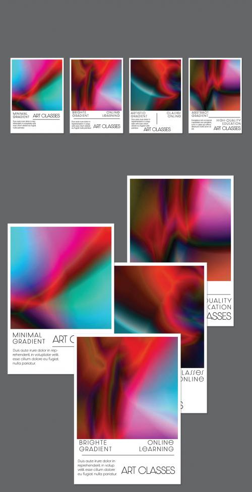 Flyer Layouts with Bright Holographic Gradient Picture - 442563954