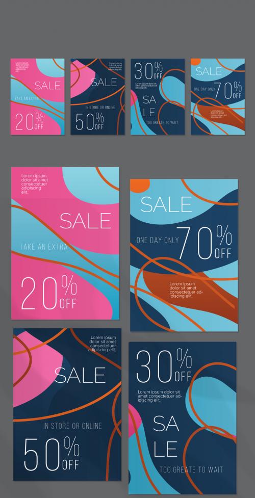 Flyer Layouts with Bright Gradient Spots and Stripes - 442563978