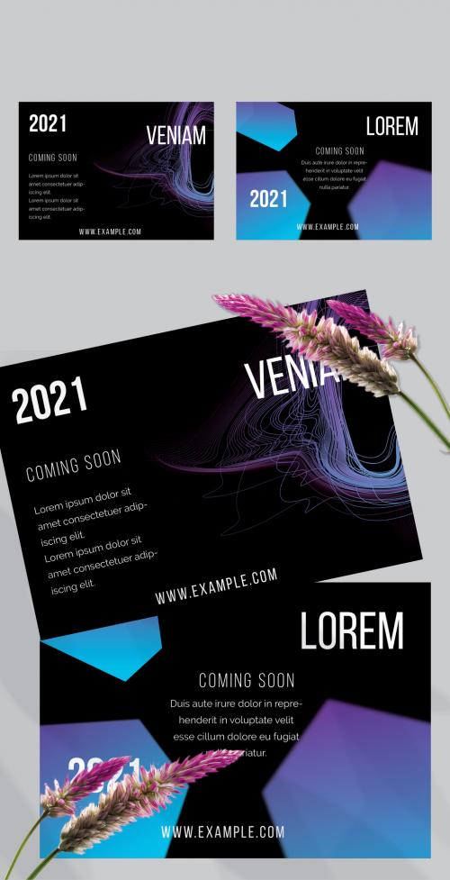 Flyer Layouts with Abstract Motion Blur and Glowing Shape - 442563997