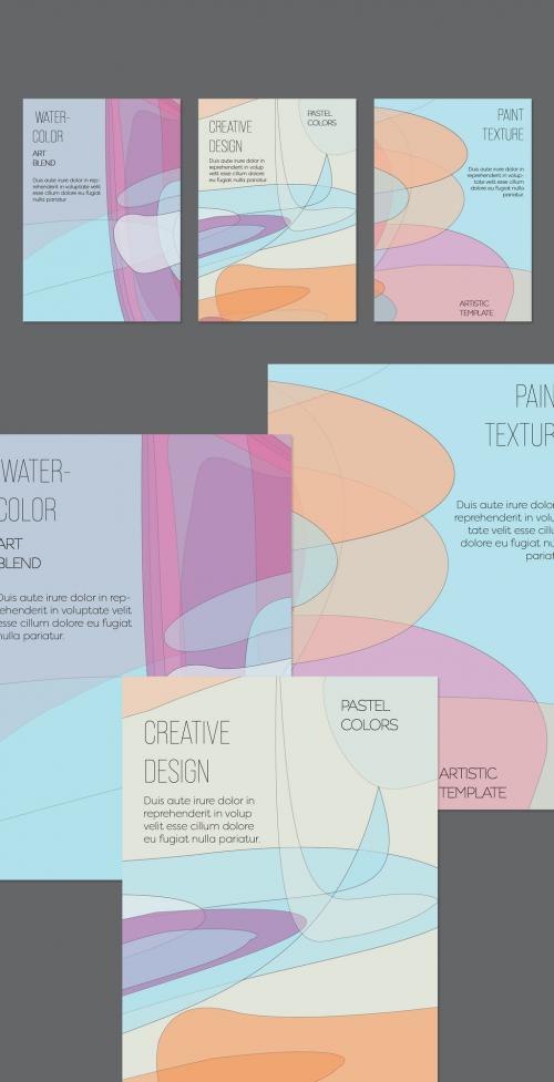 Flyer Layouts with Abstract Overlapping Pastel Transparent Shapes - 442564001