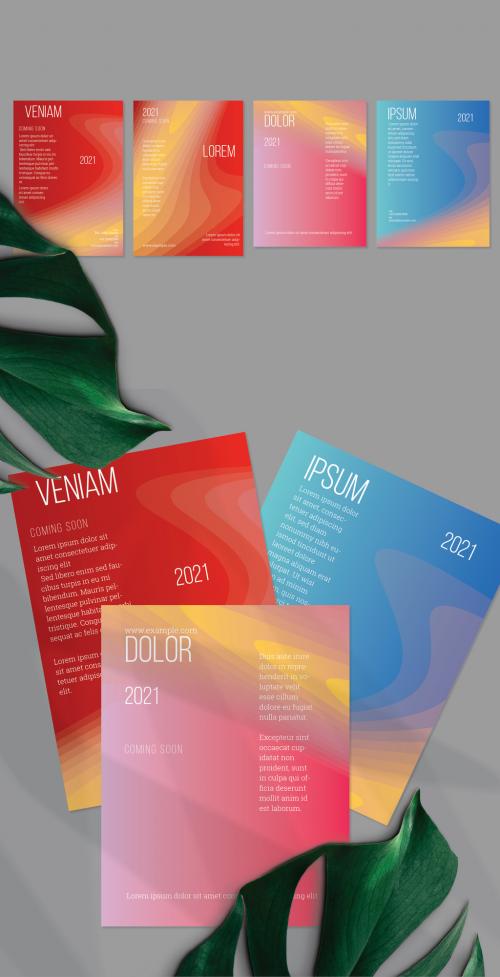 Flyer Layout with Futuristic Wavy Gradient Blend Shapes - 442564034