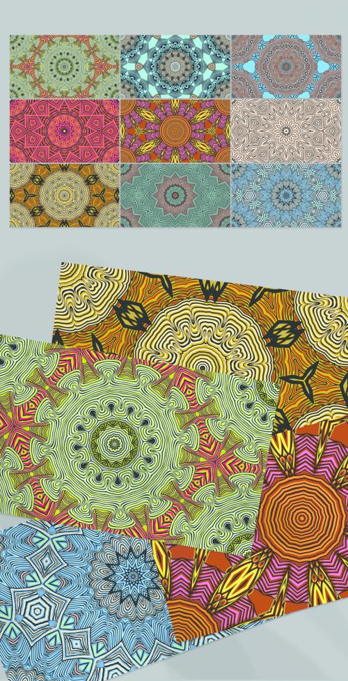 Seamless Pattern Collection with Mandala Ethic Motif - 442564039