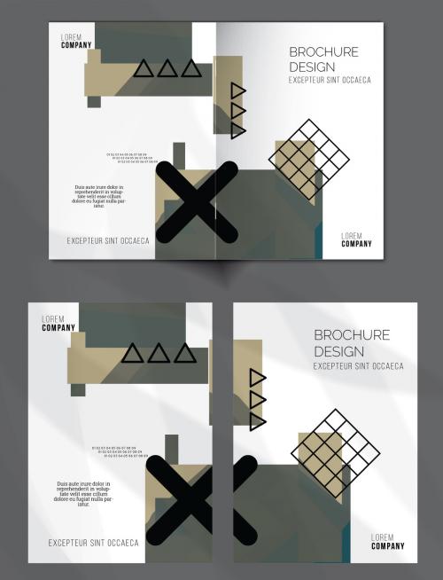 Brochure Cover Layout Geometric Shapes and Abstract Bright Rectangles on White - 442564083