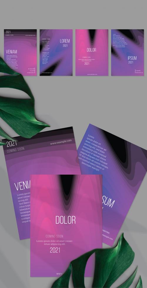 Flyer Layout with Gradient Blend Wavy Shapes on Black - 442564109