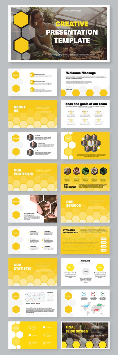 Modern Business Presentation Layout with Circle Elements - 442595748