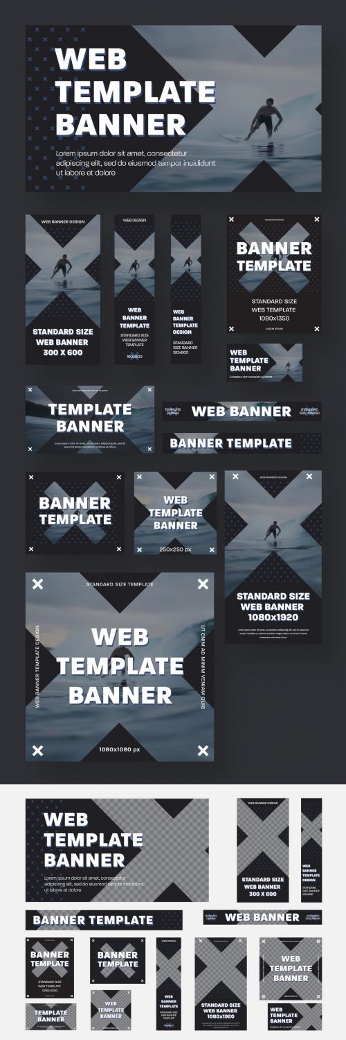 Set of Web Banners with Cross Shape - 442595763