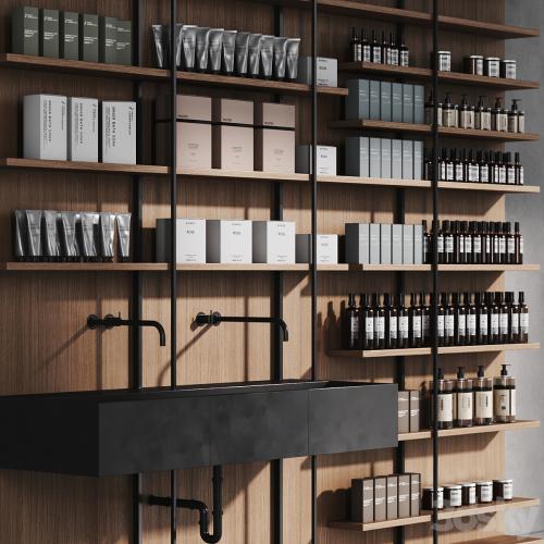 Cosmetic set wooden shelving