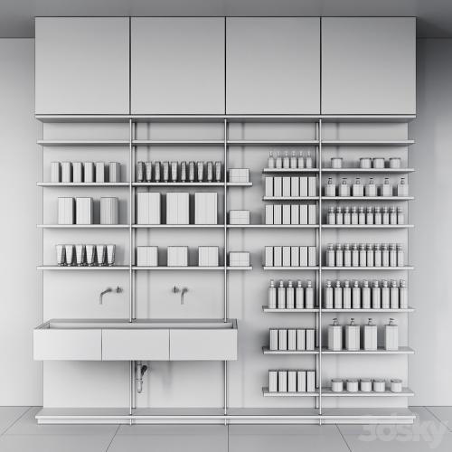 Cosmetic set wooden shelving