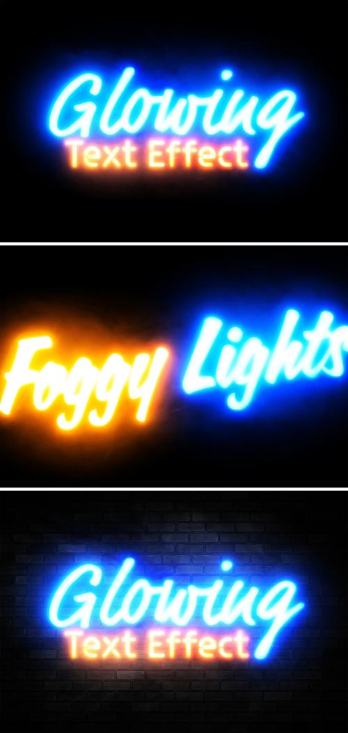 Neon Sign Text with Glowing Foggy Effect Mockup - 442599742