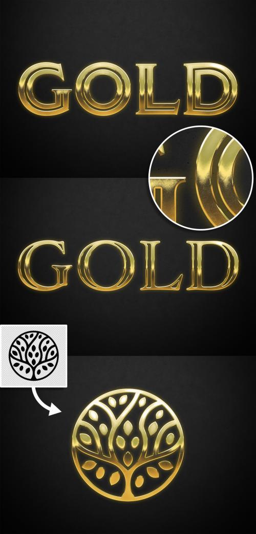 Old Gold Text Style with Ingot Glossy Effect Mockup - 442599756