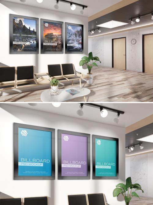 Frames Mockup Hanging on Office Wall - 442599766