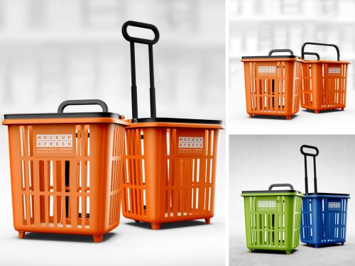 2 Rolling Basket Trolley Mockups - 442606677