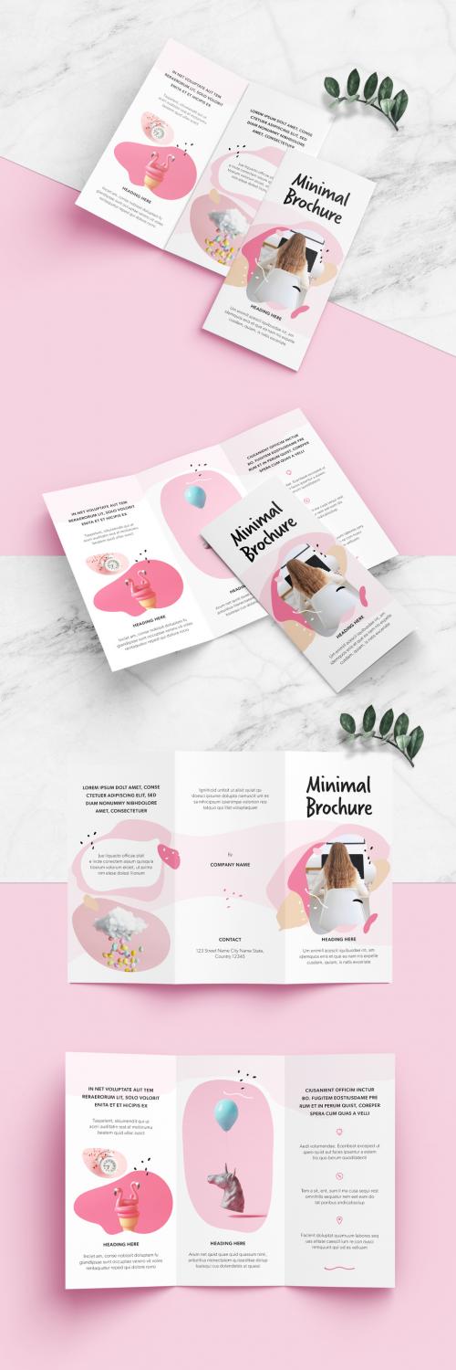 Minimal Brochure Layout with Pink Accents - 442608386