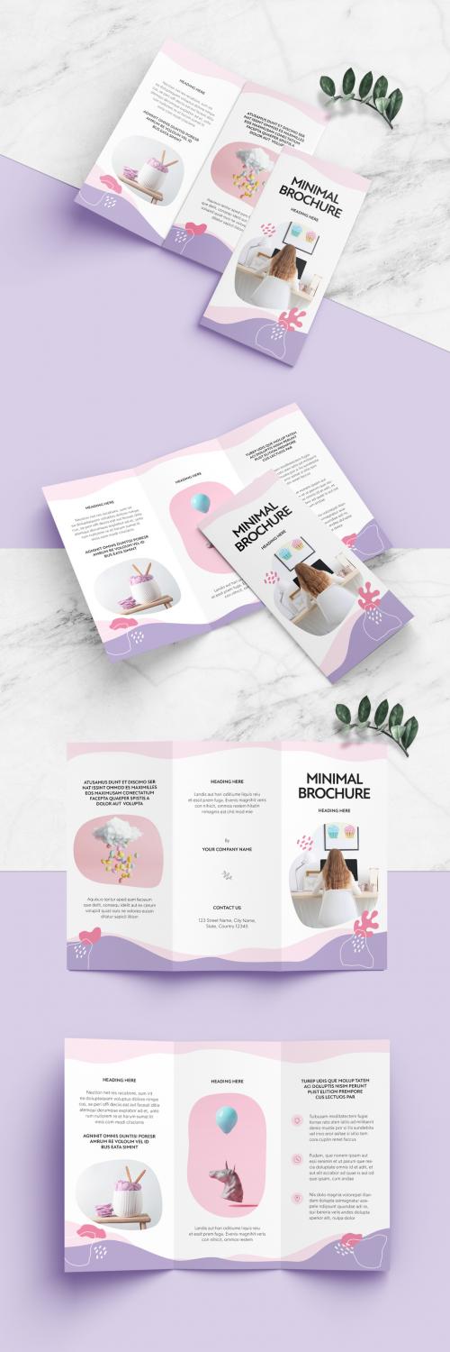 Minimal Brochure Layout with Violet and Pink Accents - 442608397