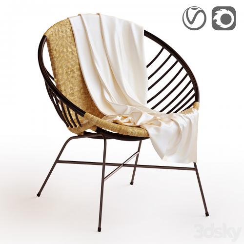 Rattan and metal ball chair, NIHOVE