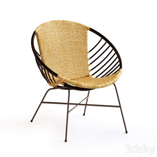 Rattan and metal ball chair, NIHOVE