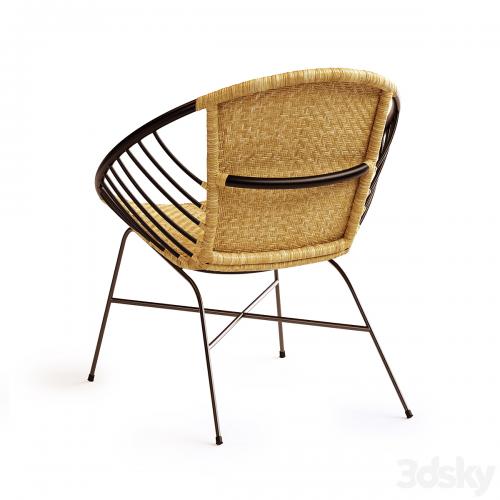 Rattan and metal ball chair, NIHOVE